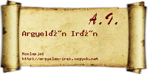 Argyelán Irén névjegykártya