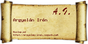 Argyelán Irén névjegykártya